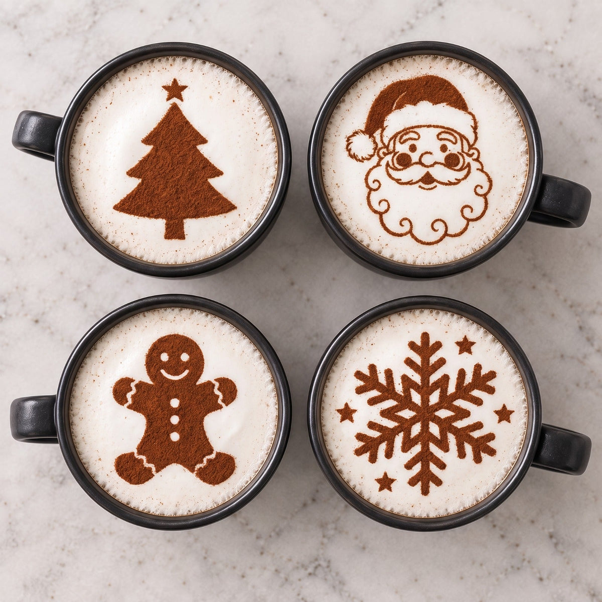 Cuatro lattes con arte